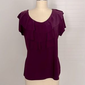 Short sleeve purple ruffled Carol Rose top, sz 1X